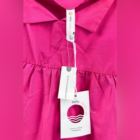Daily Practice Anthropologie Pink Sleeveless Split Neck Mini Dress XL NWT - Picture 5 of 6